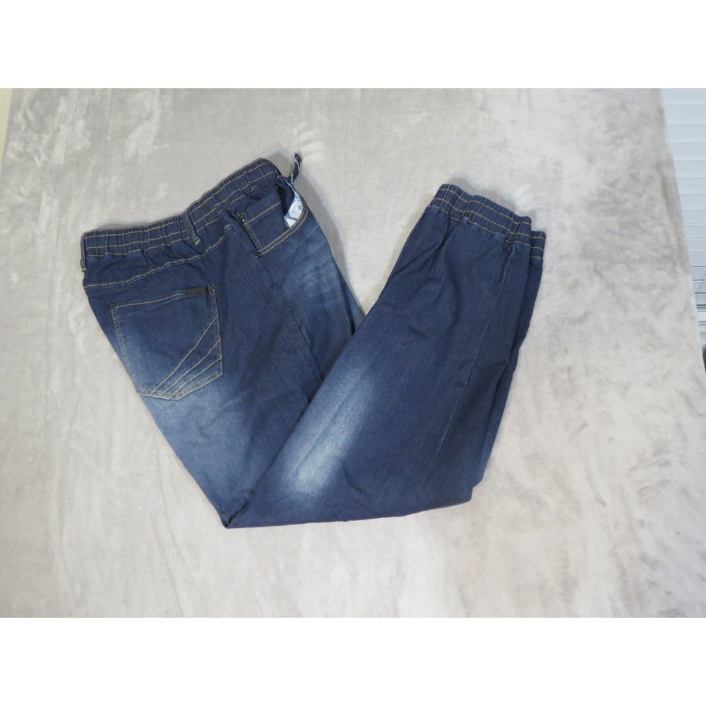 Akademiks Joggers Mens 5XL Blue Denim Elastic Waist Stretch Medium Wash
